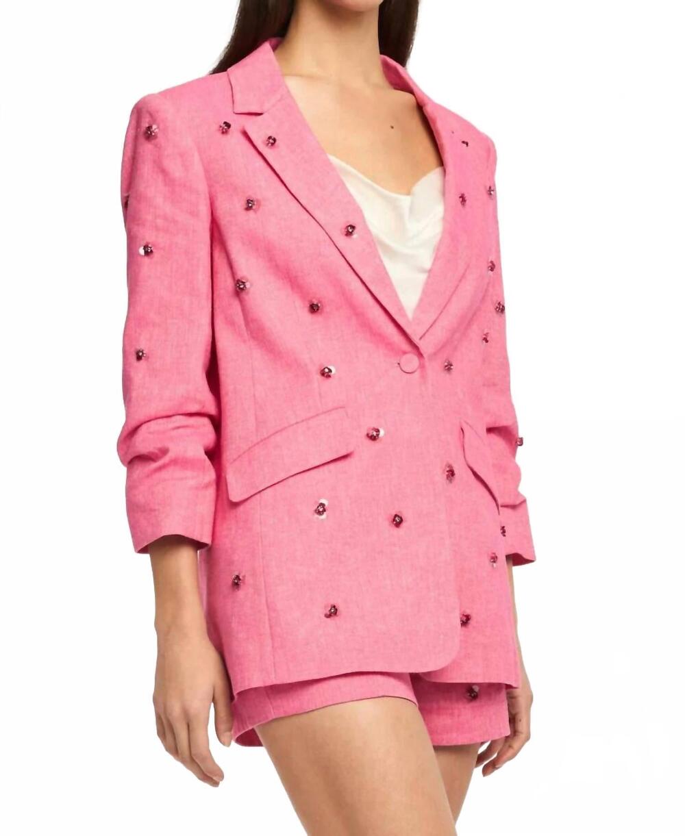 NEW CINQ A SEPT wildflower paillette kylie blazer in pink